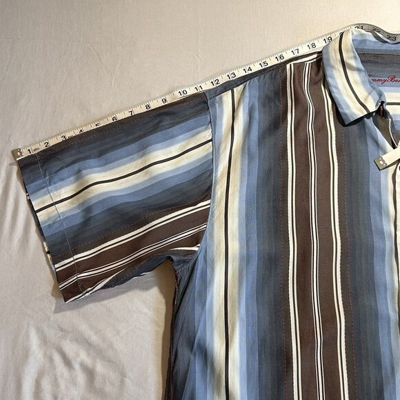 Tommy Bahama Short Sleeve Button Up Shirt Mens XL Silk‎ Tencel Striped Relaxed - Picture 10 of 16